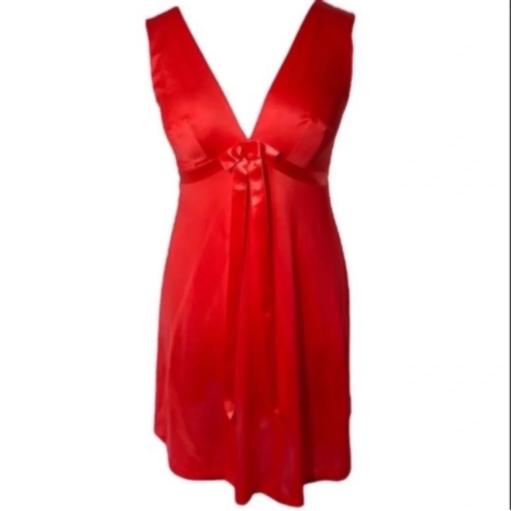 Gaymode 60s Mini Slip Dress Gown Orange Red Antron3 Christmas Party Ball Vintage - Picture 14 of 16